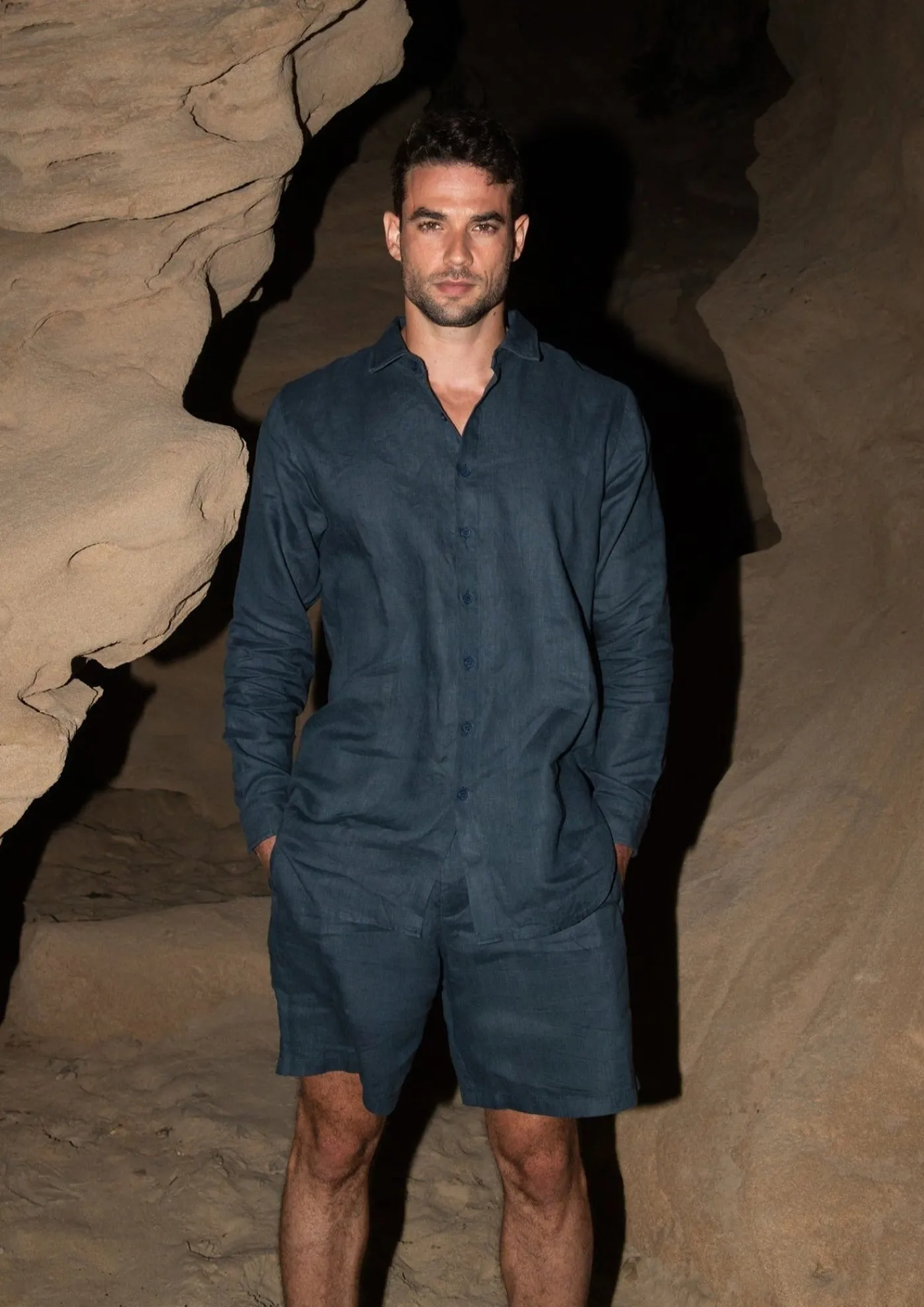 Danny Linen Dark Blue - Shirt*Bananhot Store