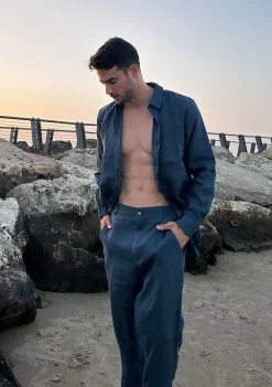 Danny Linen Dark Blue - Trouseres*Bananhot Fashion