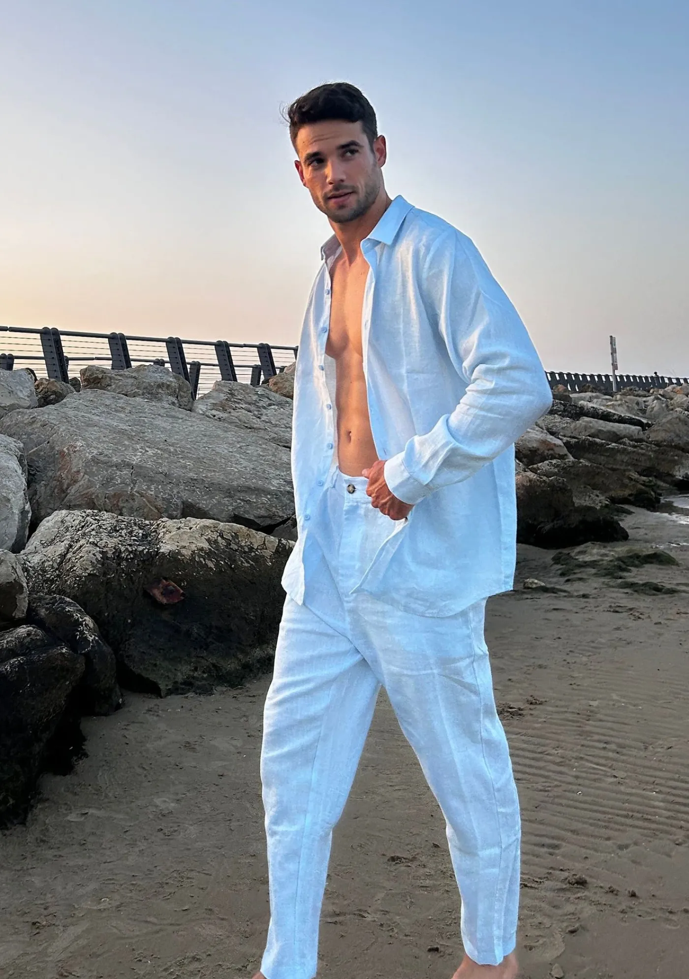 Danny Linen Light Blue - Trouseres*Bananhot Best Sale