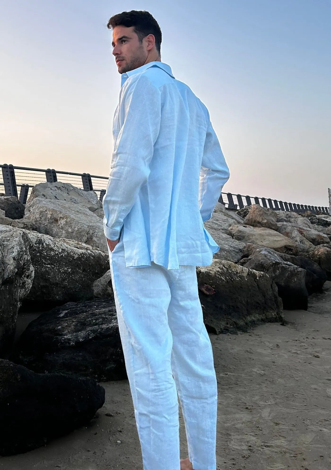 Danny Linen Light Blue - Trouseres*Bananhot Best Sale