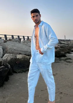 Danny Linen Light Blue - Trouseres*Bananhot Outlet