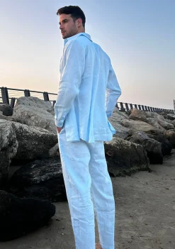 Danny Linen Light Blue - Trouseres*Bananhot Outlet