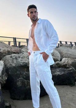 Danny Linen White - Trouseres*Bananhot Outlet