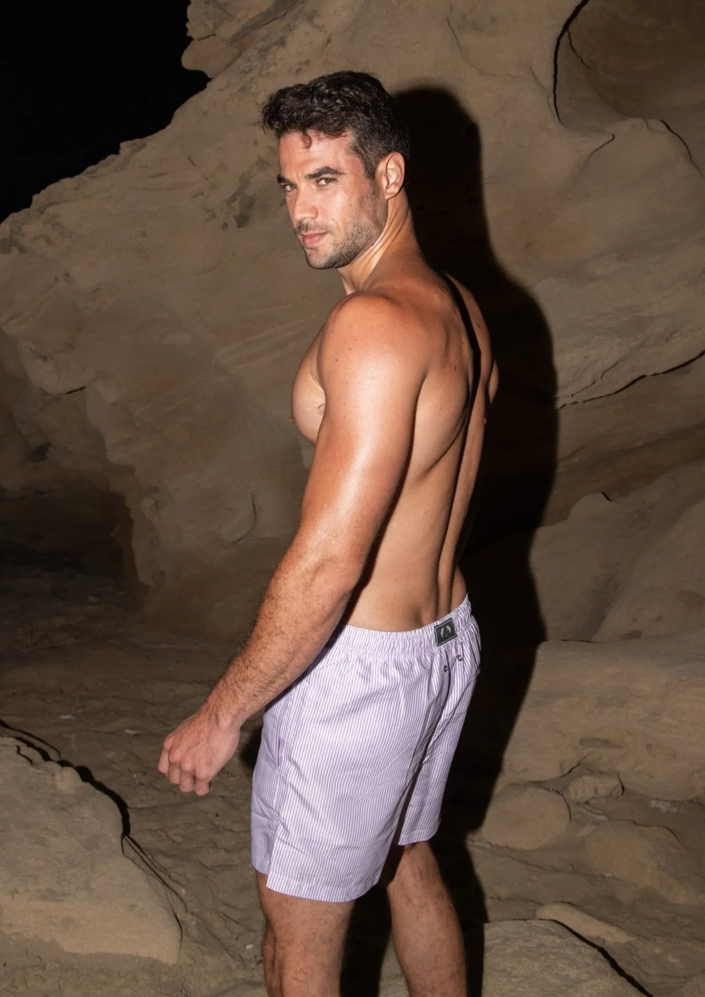 Man Swim Short - Purple Stripes*Bananhot Sale