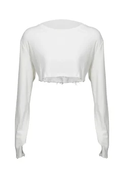 Remi Cropped Long Sleeve Top - White*Bananhot Shop