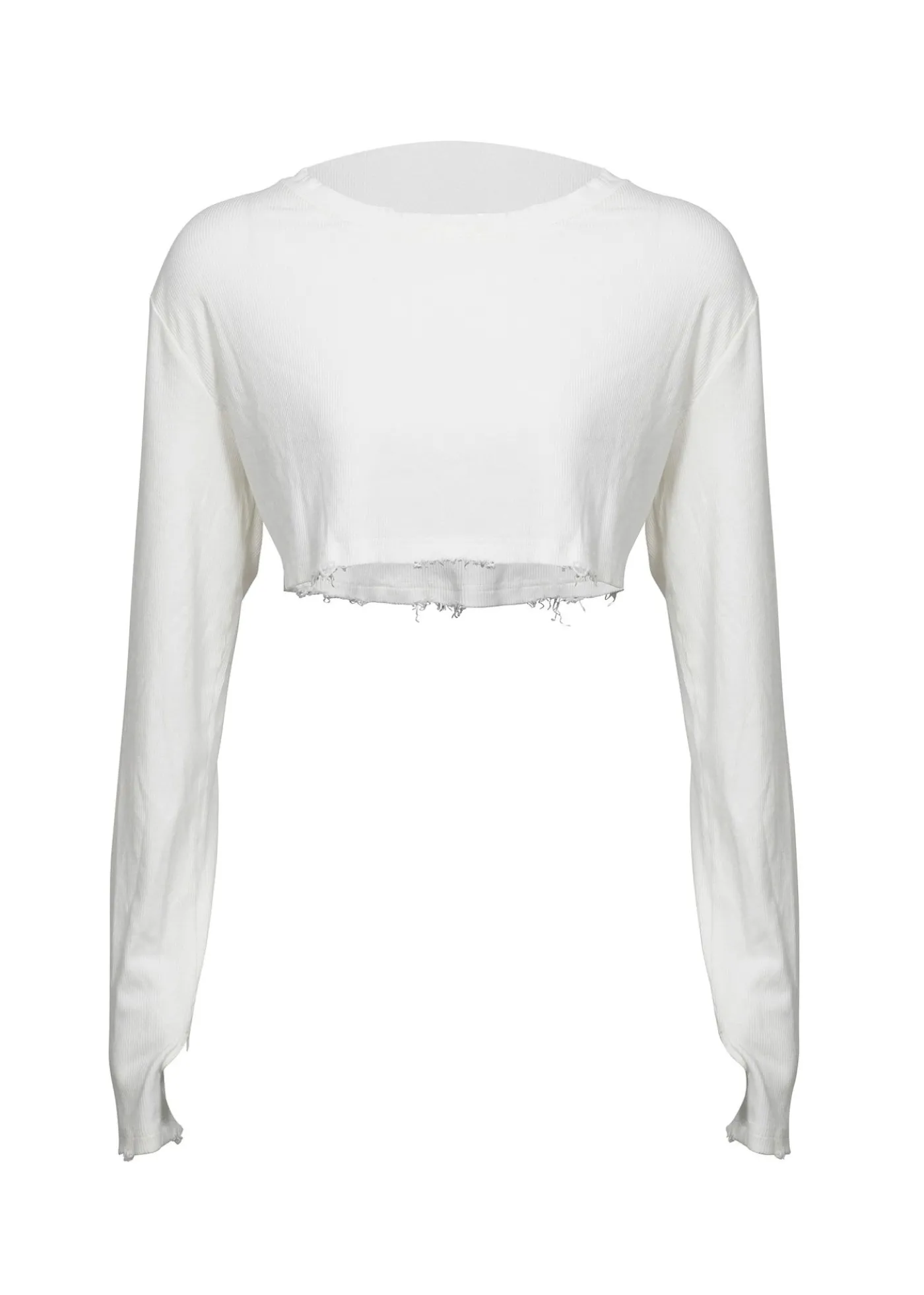 Remi Cropped Long Sleeve Top - White*Bananhot Shop