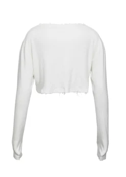 Remi Cropped Long Sleeve Top - White*Bananhot Shop