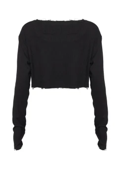 Remi Cropped Long Sleeve Top - Black*Bananhot Discount