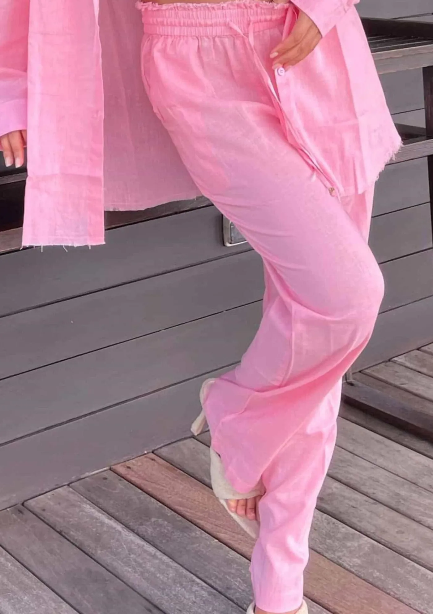 Sandy Linen Baby Pink - Pants*Bananhot Shop