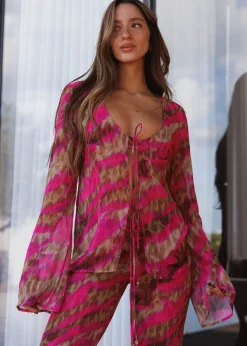 Vanessa Pink Brown Jungle - Cover Up Shirt*Bananhot Clearance